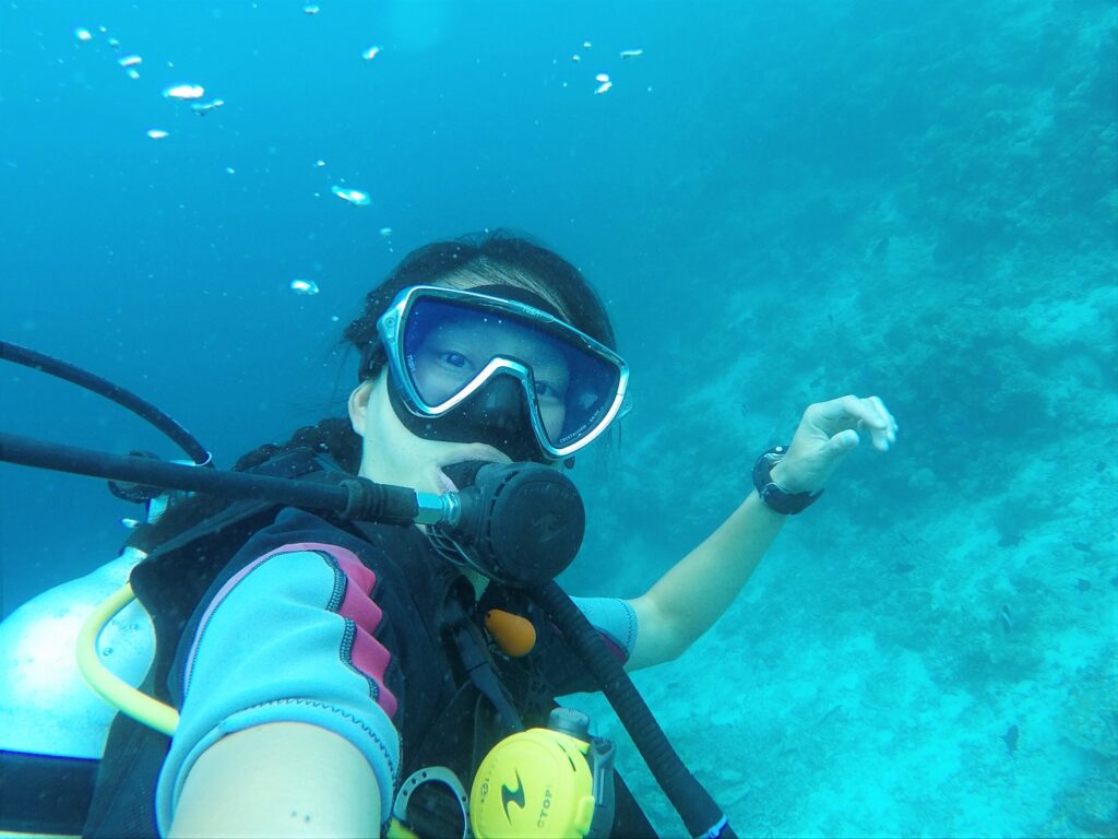 An underwater selfie of author